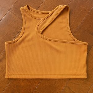 SHEIN Burnt Orange Ribbed Cutout Crop Top – Size XL